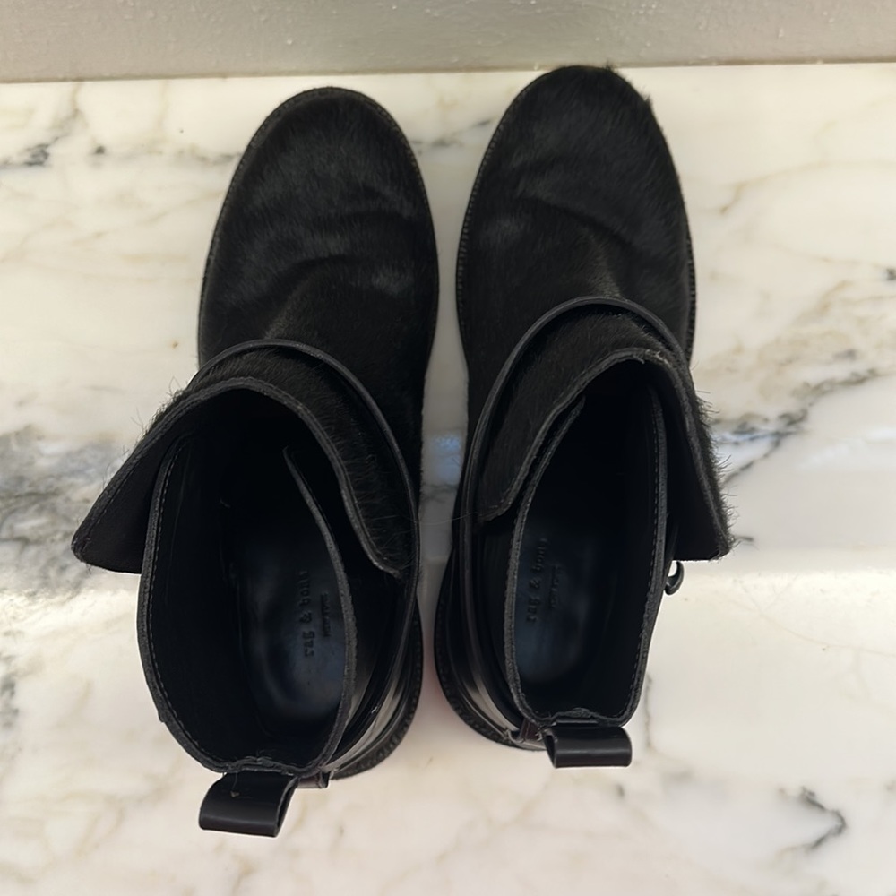 Rag & Bone Driscoll Chelsea black fur/leather boot 37 - Picture 6 of 8